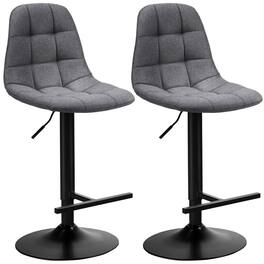 Gymax - Set of 2 Adjustable Bar Stools Swivel Counter Height Linen Chairs with Back - Gray