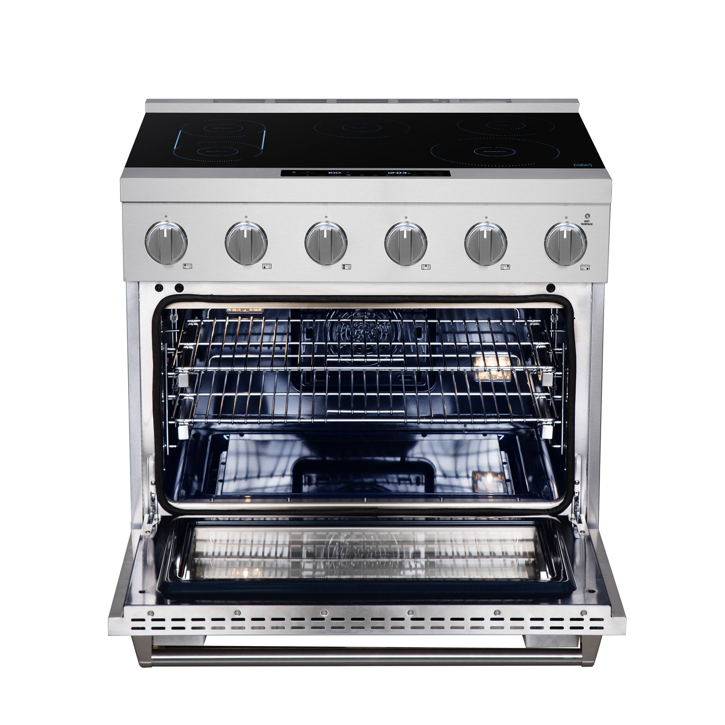 Back. Kucht - 36 Inch Induction Range in Stainless Steel with 5 Elements and Bridge Zone - Stainless Steel.