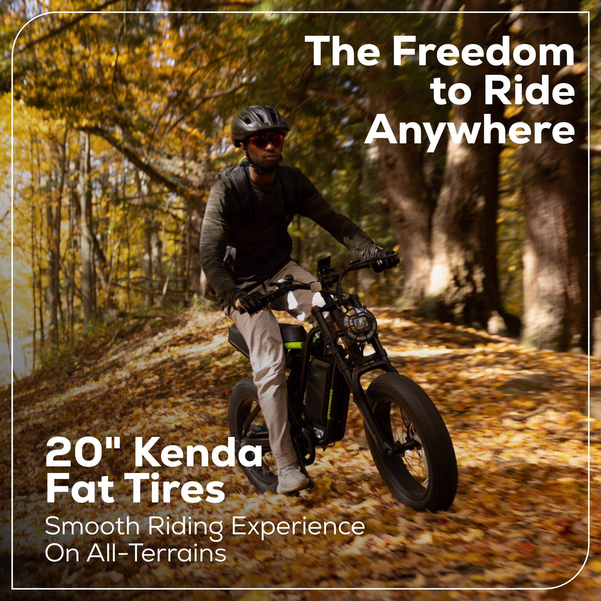 Alt View 4. Greenworks - Greenworks 60V 20" Fat Tire Bike for Adults, Off-Road Adventure Full Suspension (No Battery) - Green.