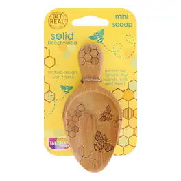 Talisman Designs - Laser Etched Beechwood Mini Scoop, Honey Bee Collection - Tan