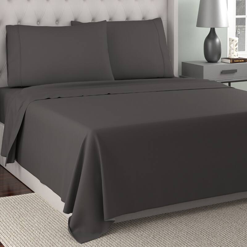 Front. Kathy Ireland - Kathy Ireland 300 Thread Count Organic Cotton Percale Sheet Set - Grey.