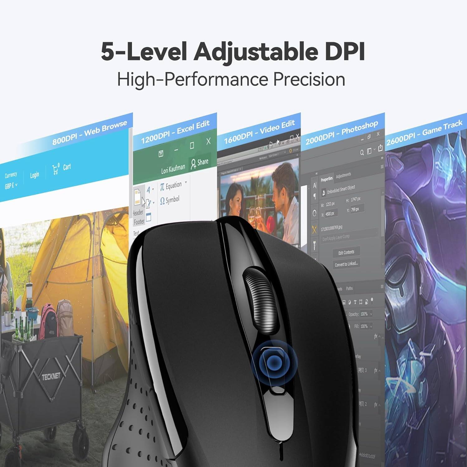 5-Level Adjustable DPI High-Performance Precision

Currency GBP £

Browse Excel Edit Video Edit Photoshop Track Web 1200DPI - 1600DPI - 2000DPI 2600DPI

& Share Not Cart Lori Kaufman Login Properties Adjustments Equation Embedded Smart Offer Symbol

1747px 3250m leader 756pm

Footer 07:583008676kg

Edit Contents

W Polas

: 00%
F): 25%
day

TECKNET