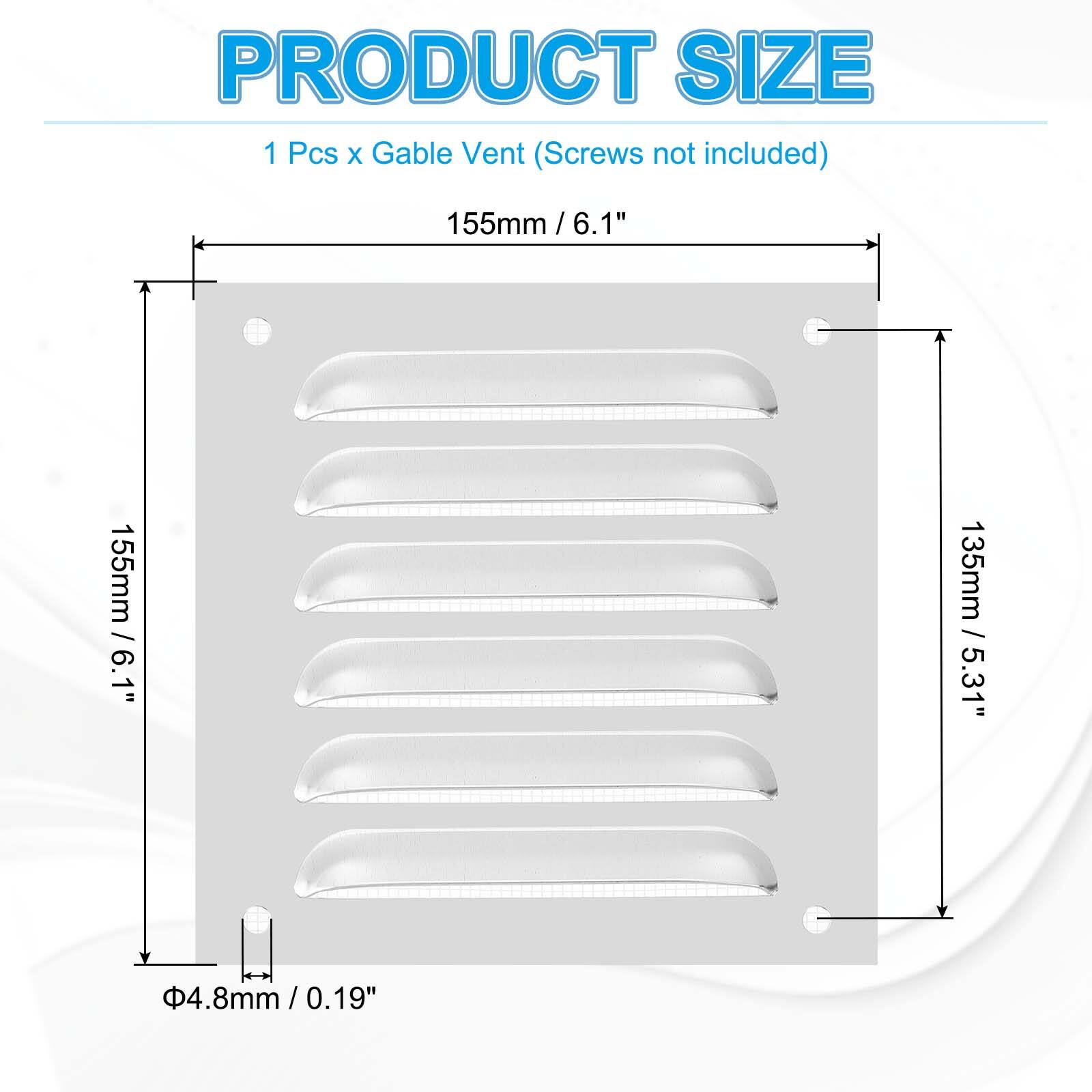 PRODUCT SIZE  
1 Pcs x Gable Vent (Screws not included)  
155mm / 6.1"  
155mm / 6.1"  
135mm / 5.31"  
Φ4.8mm / 0.19"