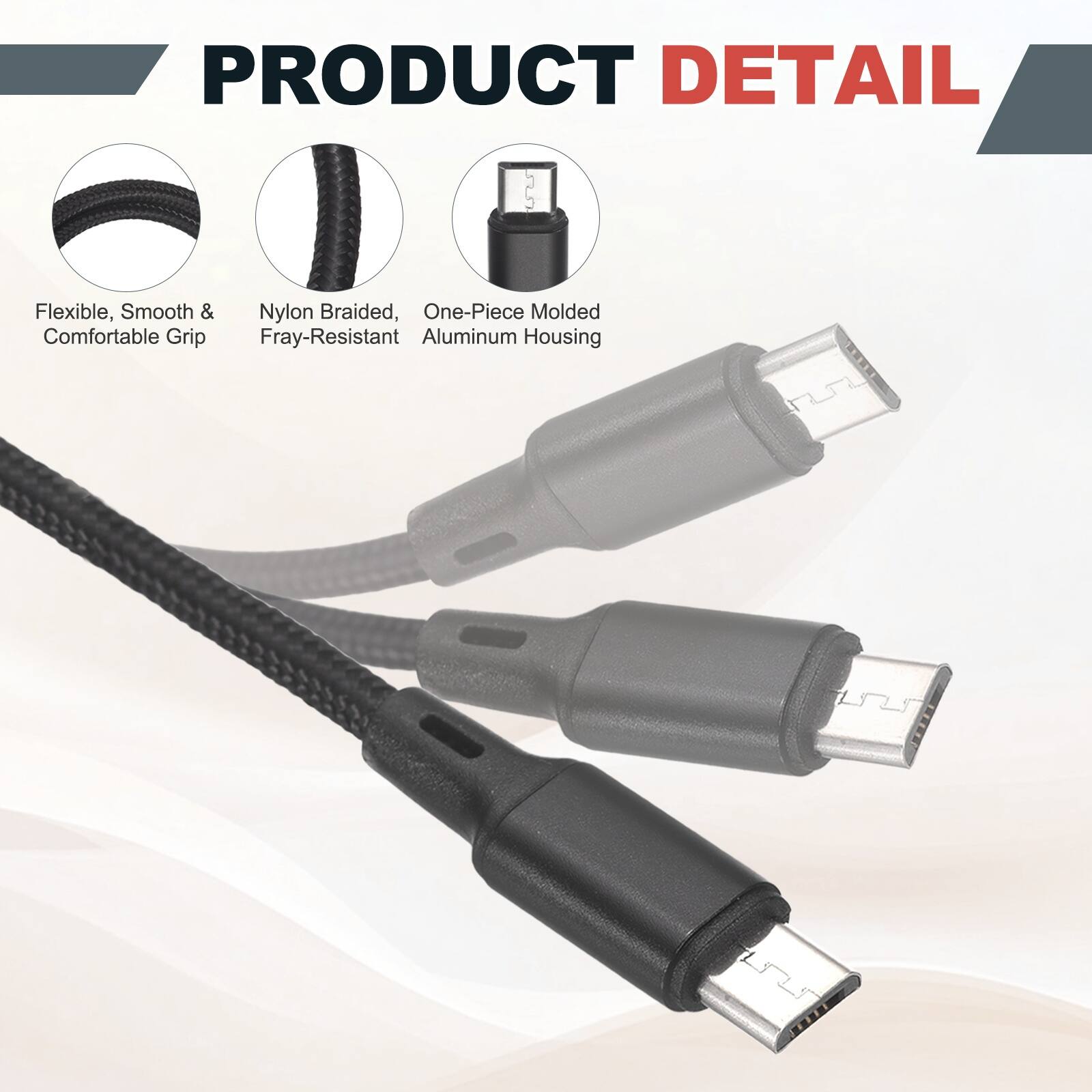 PRODUCT DETAIL

- Flexible, Smooth & Comfortable Grip
- Nylon Braided, Fray-Resistant
- One-Piece Molded Aluminum Housing