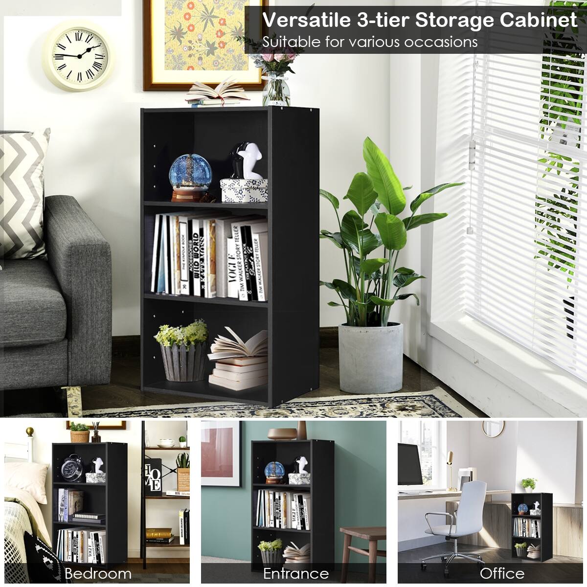 Versatile 3-tier Storage Cabinet Suitable for various occasions.