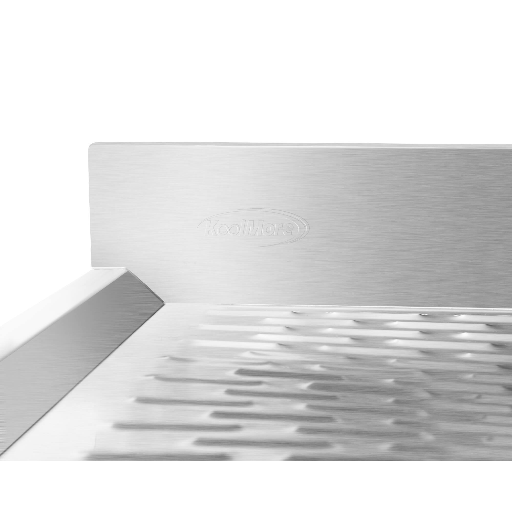 Alt View 4. Koolmore - 48 in. Three-Compartment  Under-Bar Sink with 3 in. Backsplash, Right Drainboard and Low Lead Faucet, NSF - Stainless Steel.