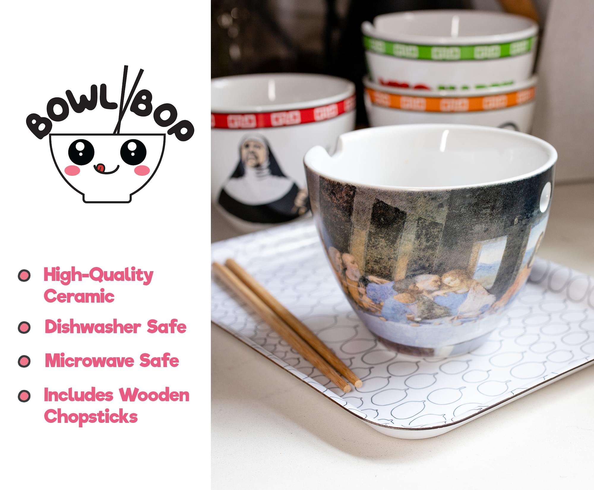 BOWL BOR

- High-Quality Ceramic
- Dishwasher Safe
- Microwave Safe
- Includes Wooden Chopsticks