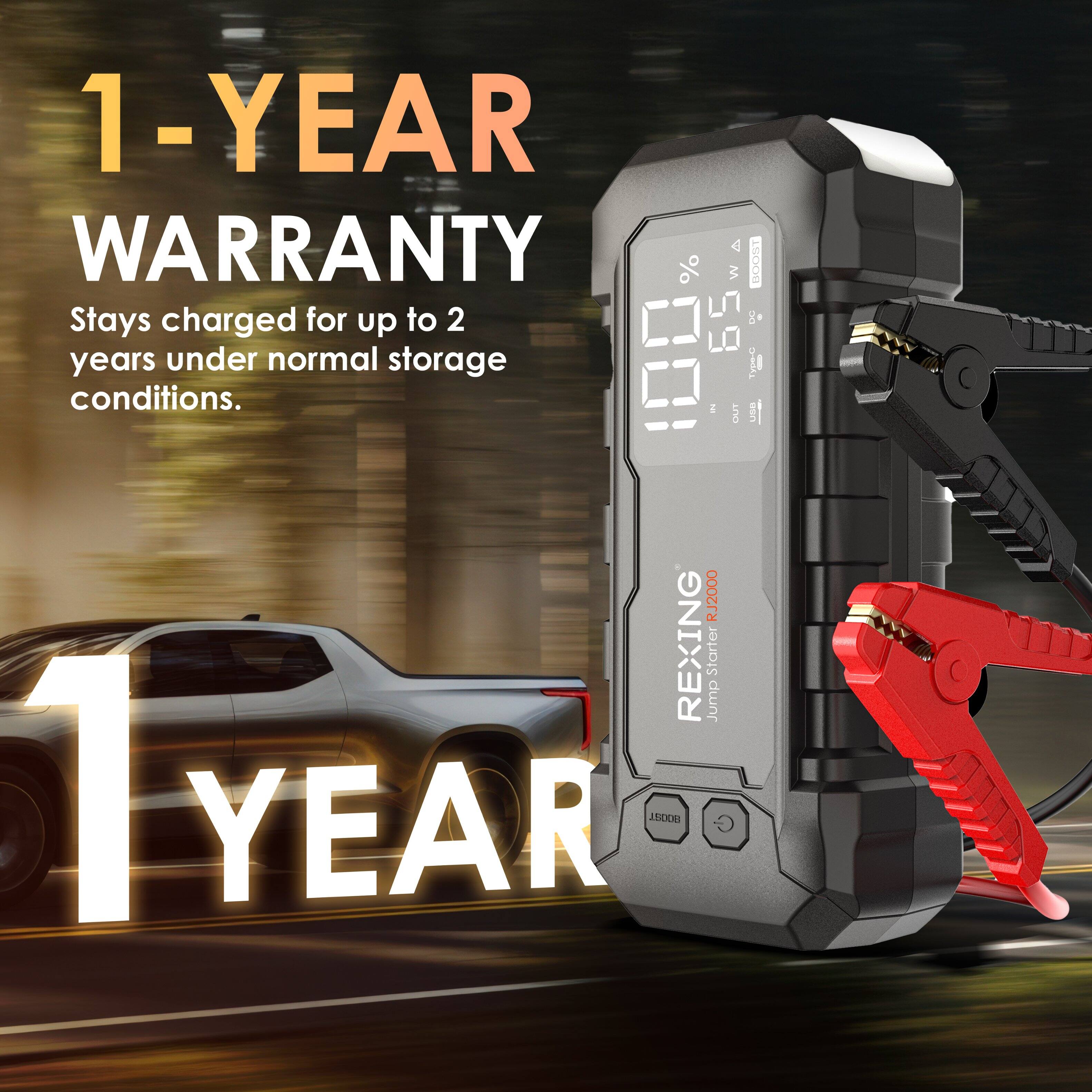1-YEAR WARRANTY

Stays charged for up to 2 years under normal storage conditions.

1 YEAR