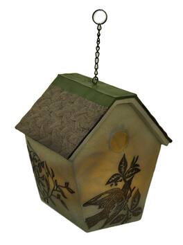 Zeckos - Elegant Rustic LED Hanging Birdhouse Accent Lamp - Brown
