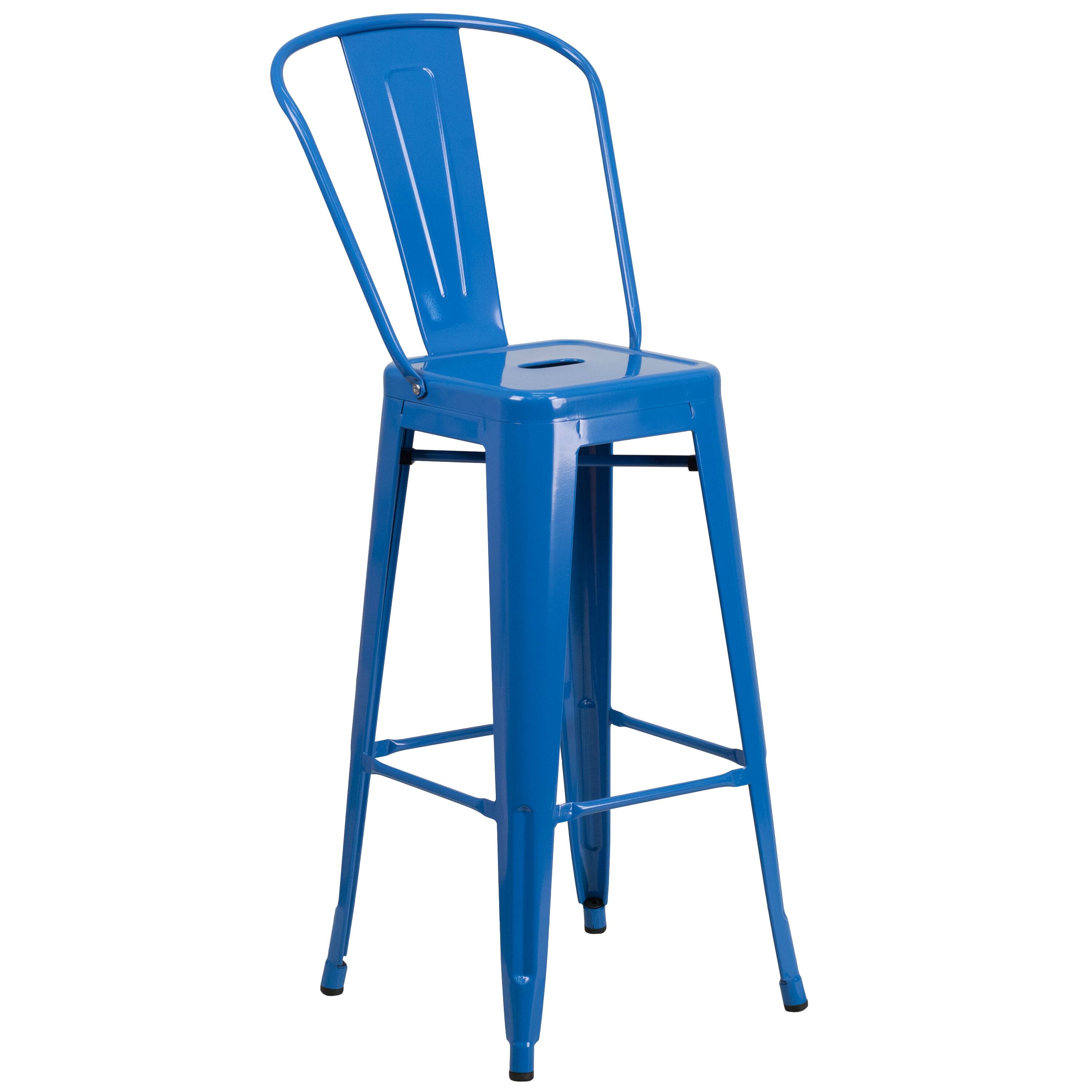 Alt View 4. Emma + Oliver - Commercial Grade 30" Round Metal Indoor-Outdoor Bar Table Set with 2 Cafe Stools - Blue.
