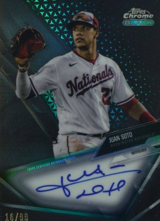 ToPps Chrome BLACK Nationals 7 JUAN SOTO NATIONALS WASHINGTON OUTFIELDER ISSUE AUTOGRAPH TAPPS CERTIFIED 16/99