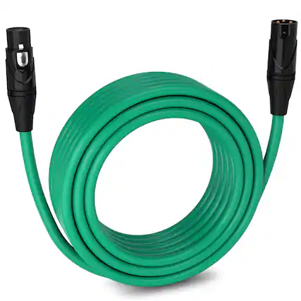 Front. Lyxpro - 50 ft Balanced XLR Cable, Male to Female, 3 Pin Microphone Cable - Green.