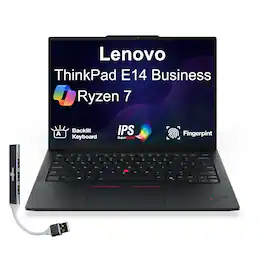 Lenovo - Thinkpad E14 Laptop 14.0 WUXGA Display (Ryzen 7 250, 16GB, 1TB SSD, AMD Radeon 780M, Win 11 Pro) w/USB Hub
