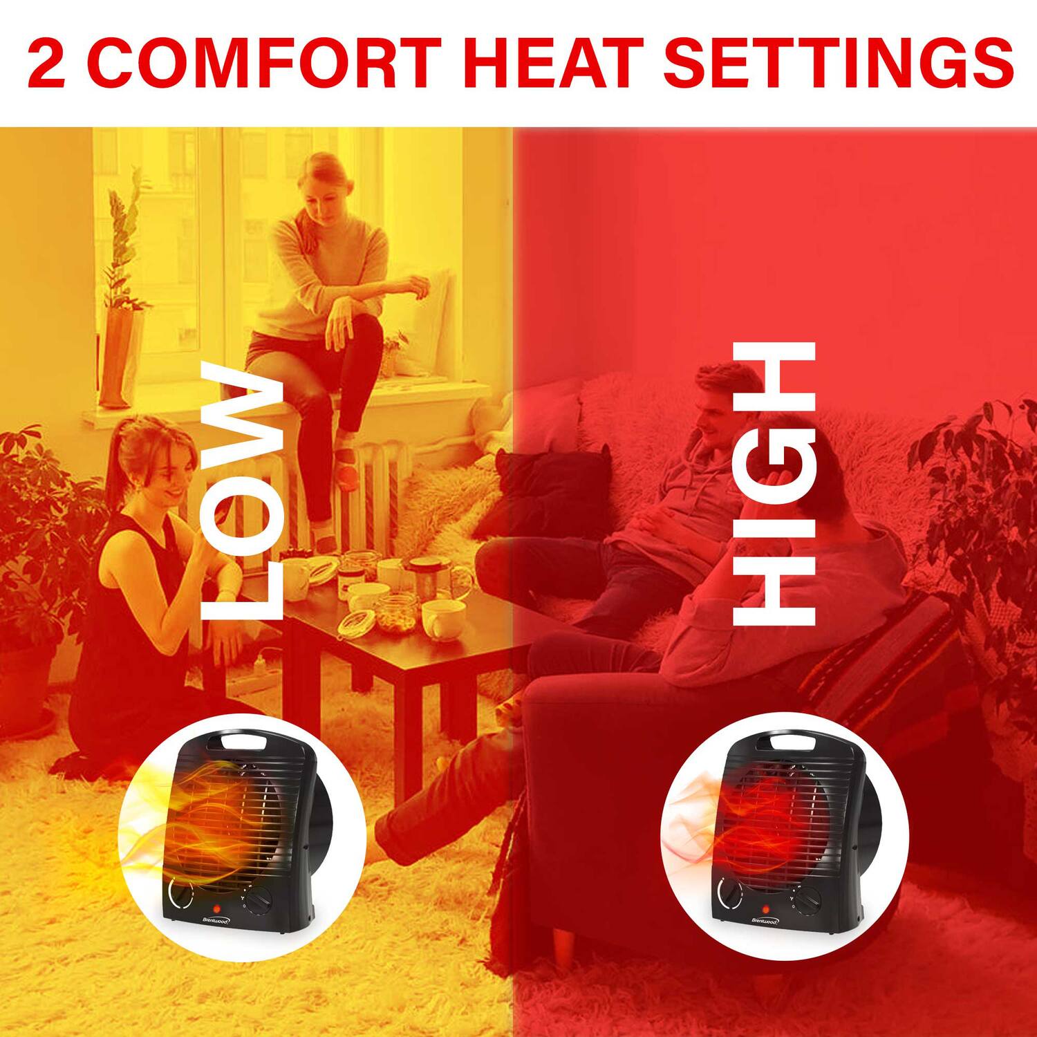 2 COMFORT HEAT SETTINGS

LOW

HIGH