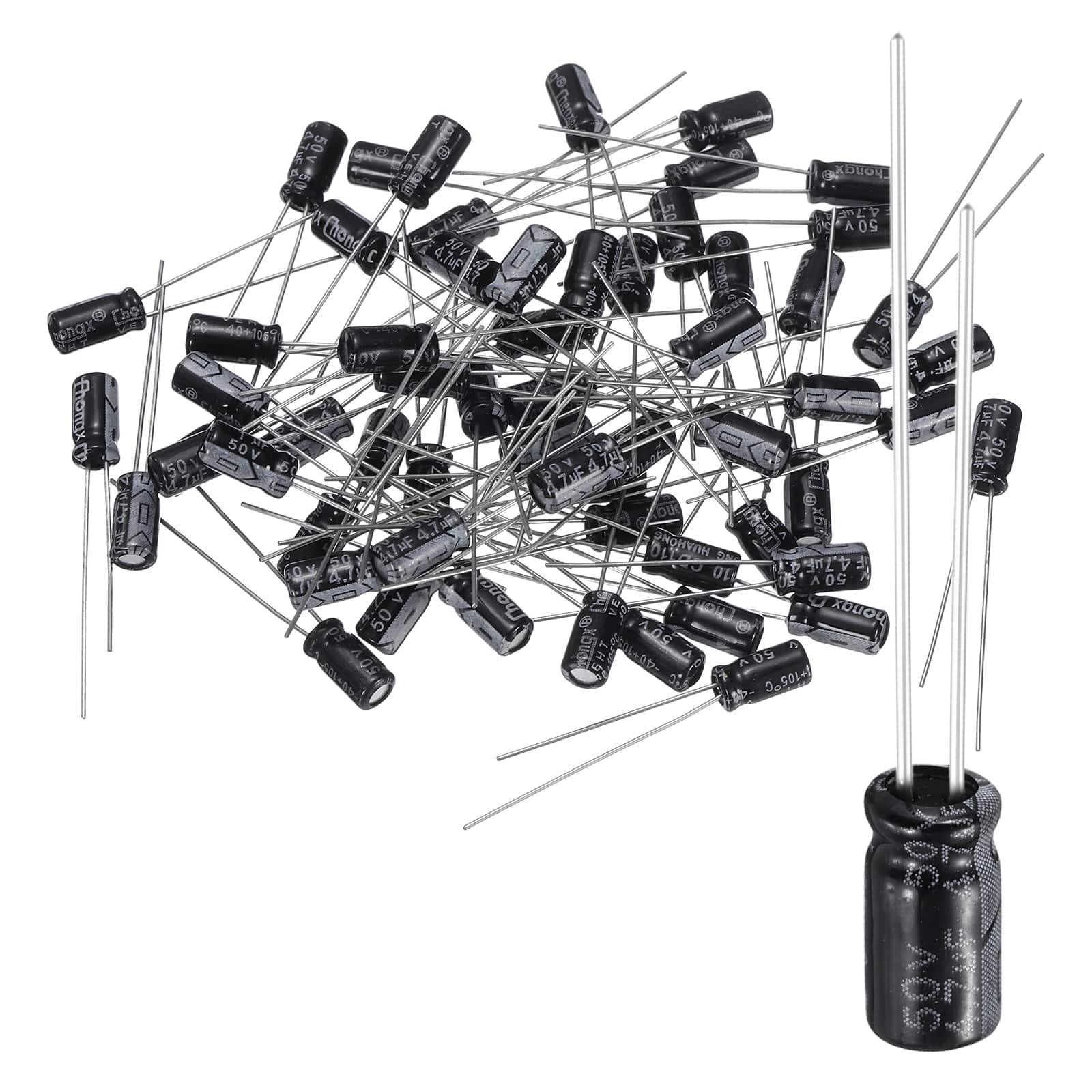Unique Bargains - 4.7uF 50V 4x7mm Electrolytic Capacitor, 105C High Temp Radial Leads, for TVs/LCDs/VCD, 60pcs - Black price history on PriceWatchPro