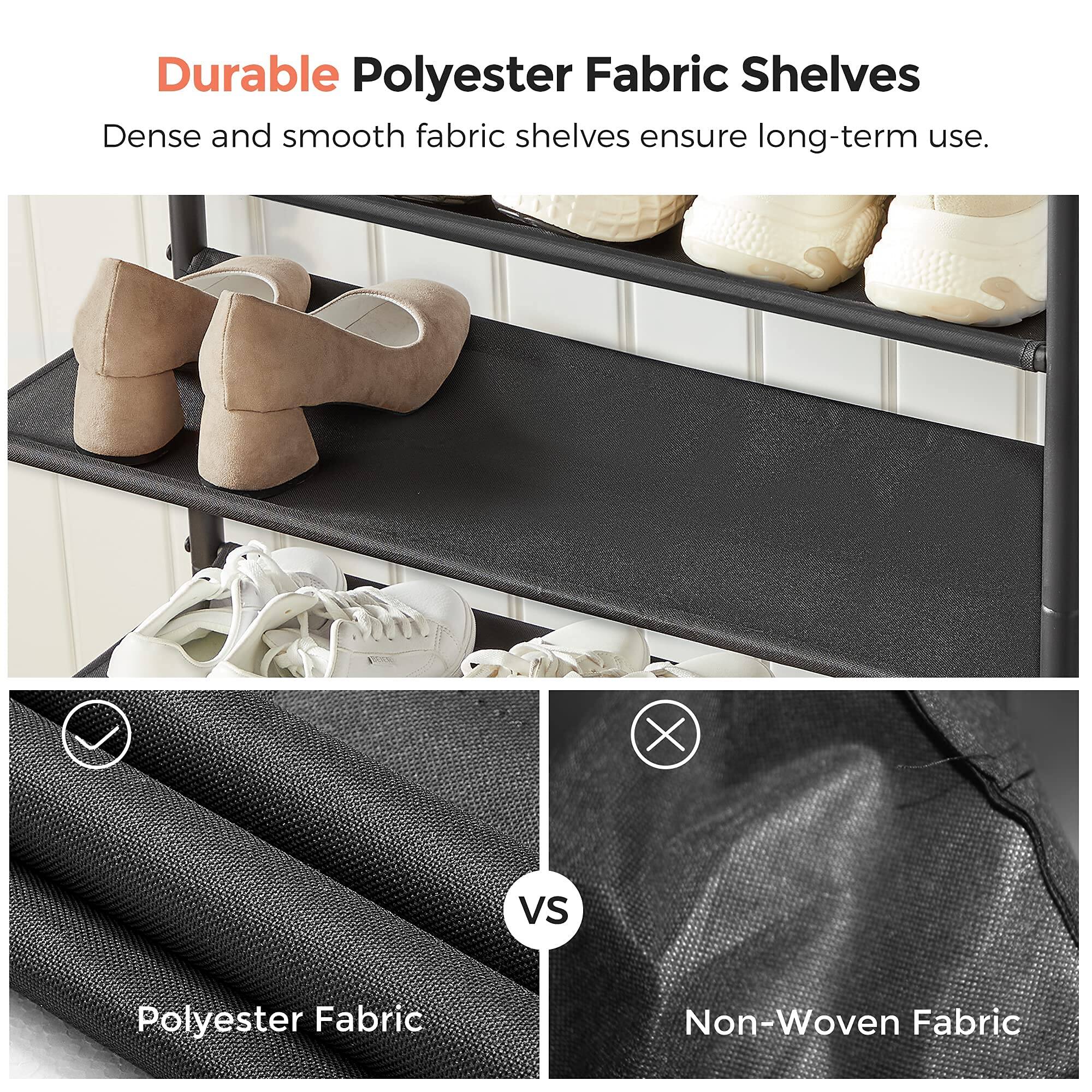 Durable Polyester Fabric Shelves  
Dense and smooth fabric shelves ensure long-term use.  

Polyester Fabric  
Non-Woven Fabric