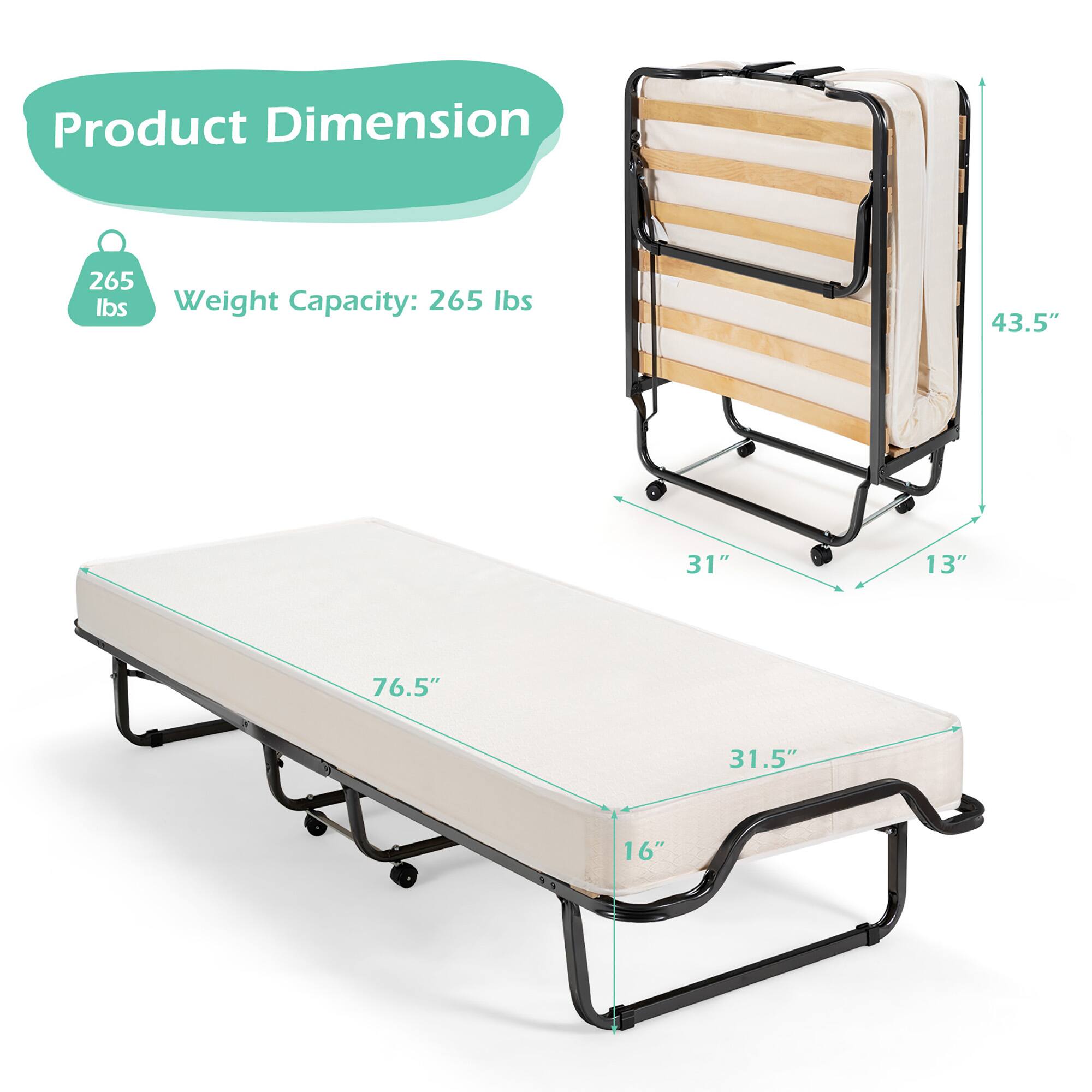 Product Dimension

Weight Capacity: 265 lbs

43.5"  
31"  
13"  
76.5"  
31.5"  
16"