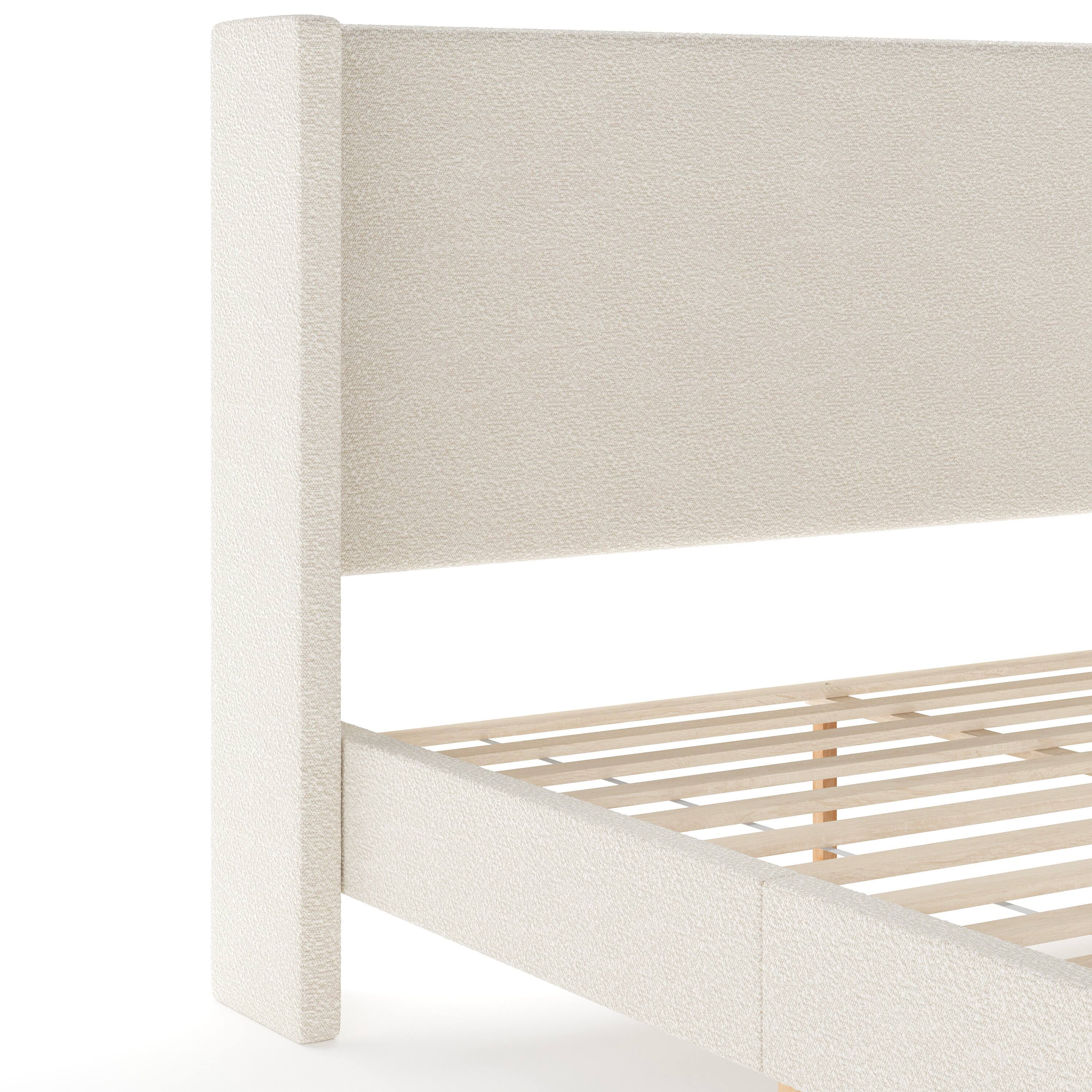 Alt View 10. Martha Stewart - Upholstered Platform Bed with Wingback Headboard - Off-White.