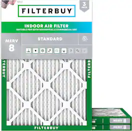Filterbuy - 16x22x1 MERV 8 Dust & Allergy Defense, Electrostatic Pleated HVAC AC Furnace Air Filters Replacement (3-Pack) - Silver