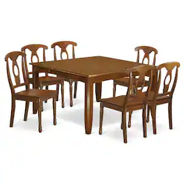 East West Furniture - 7 PC Dining room set-Dinette Table with Leaf and 6 Kitchen Chairs - Saddle Brown
