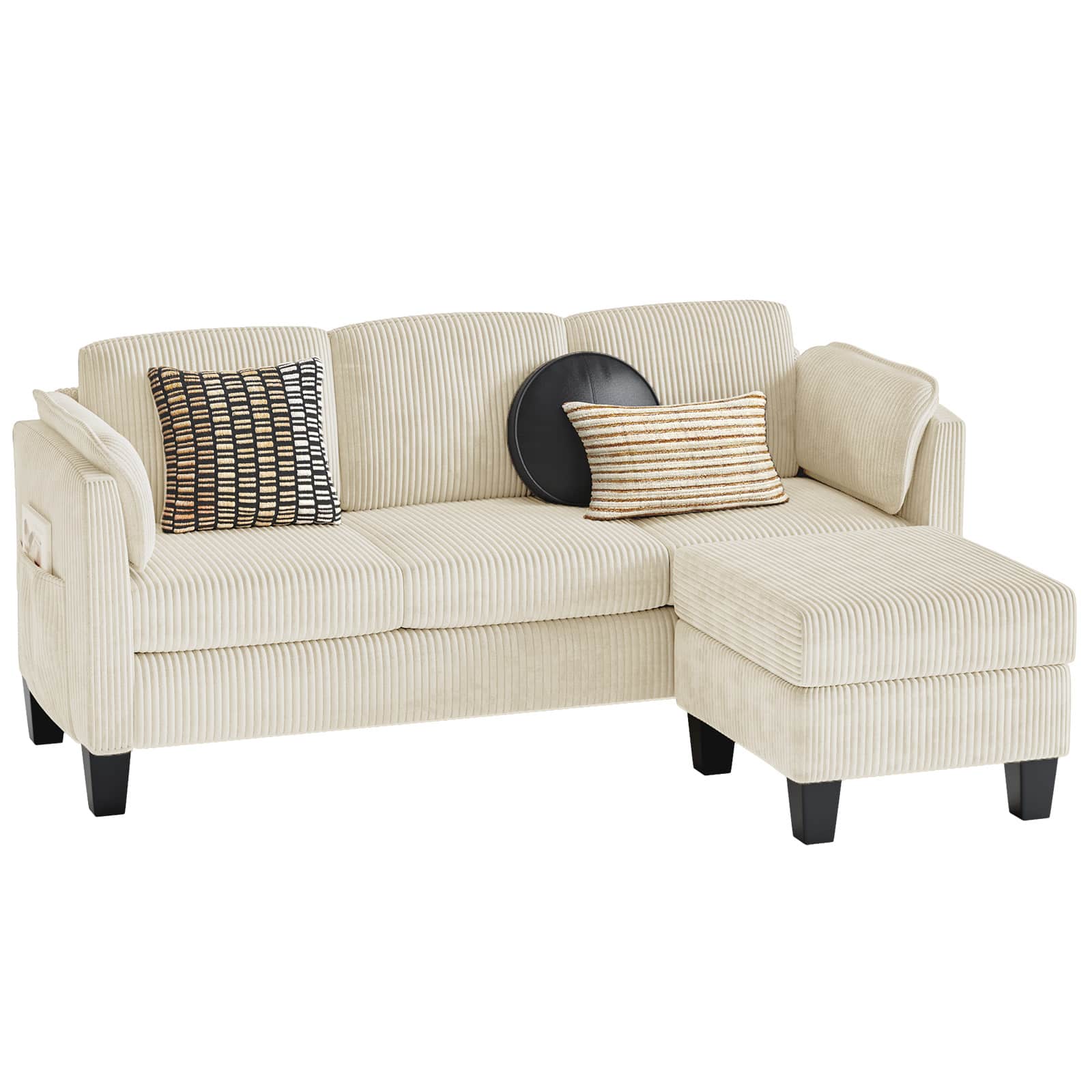 Bestier - L-Shaped Sectional Couches for Living Room Furniture Sets, Modular Sectional Sofa with Ottaman Storage - Off White