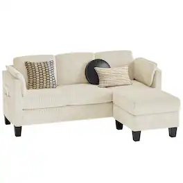 Bestier - L-Shaped Sectional Couches for Living Room Furniture Sets, Modular Sectional Sofa with Ottaman Storage - Off White