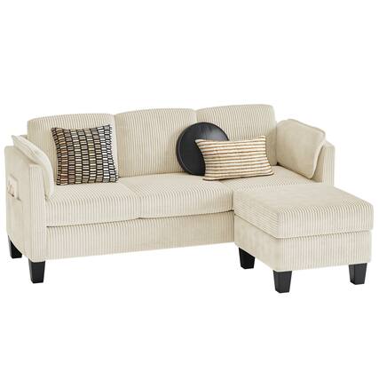 Front. Bestier - L-Shaped Sectional Couches for Living Room Furniture Sets, Modular Sectional Sofa with Ottaman Storage - Off White.