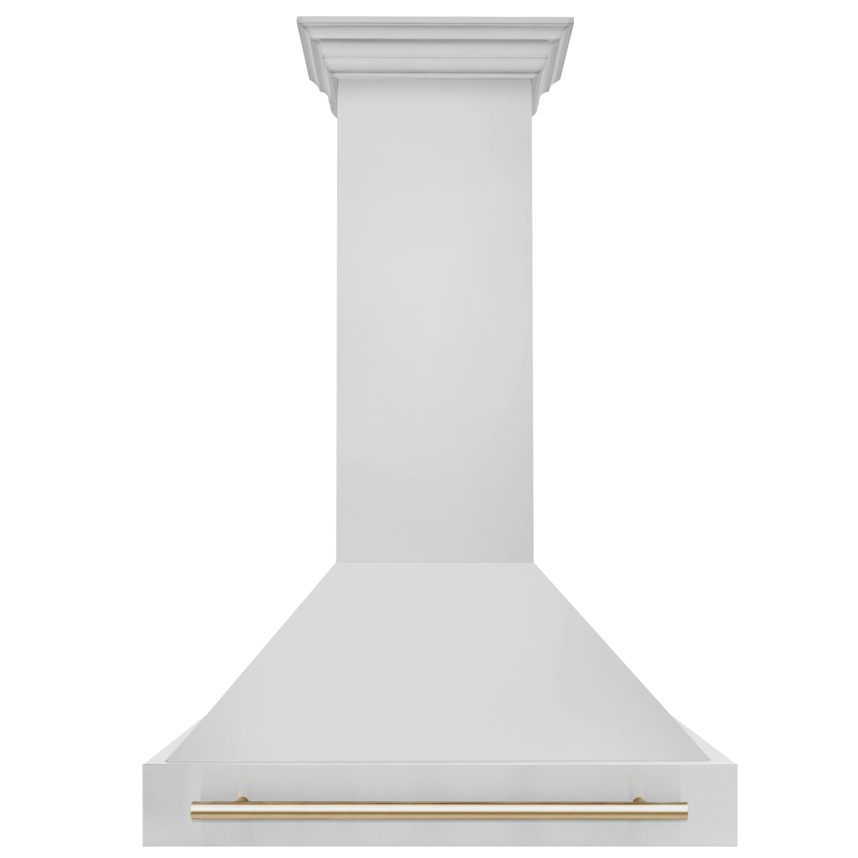 Front. ZLINE - ZLINE Autograph Edition 36 in. Stainless Steel Range Hood with Stainless Steel Shell and Polished Gold Handle - Stainless Steel.