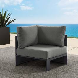 Tahoe Outdoor Patio Powder-Coated Aluminum Modular Corner Chair by Modway - Gray Charcoal