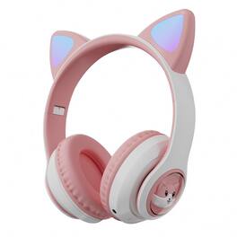 RISOKEYS - Cat Ear Bluetooth Headphones for Kids & Adults, Wireless Foldable,and Volume Control for iPhone/iPad - Pink