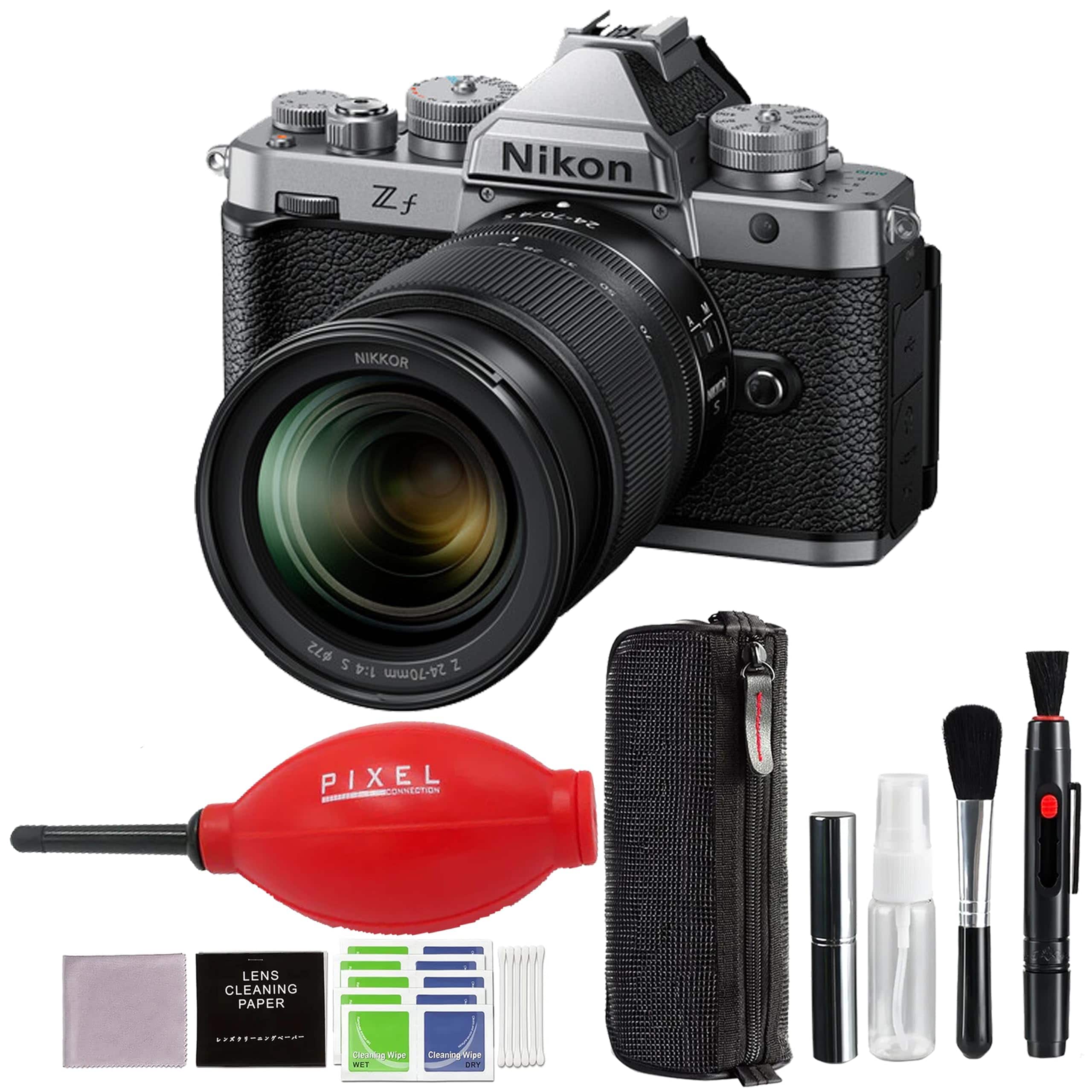 Zf Mirrorless Camera with 24-70mm f/4 Lens with Advanced Accessories and Travel Bundle | 2016 | nikon zf 24-70mm f/4 - Silver