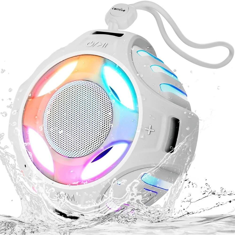 Front. RTMB - IPX7 Shower Bluetooth Speaker, Floating, LED Lights, Punchy Bass.