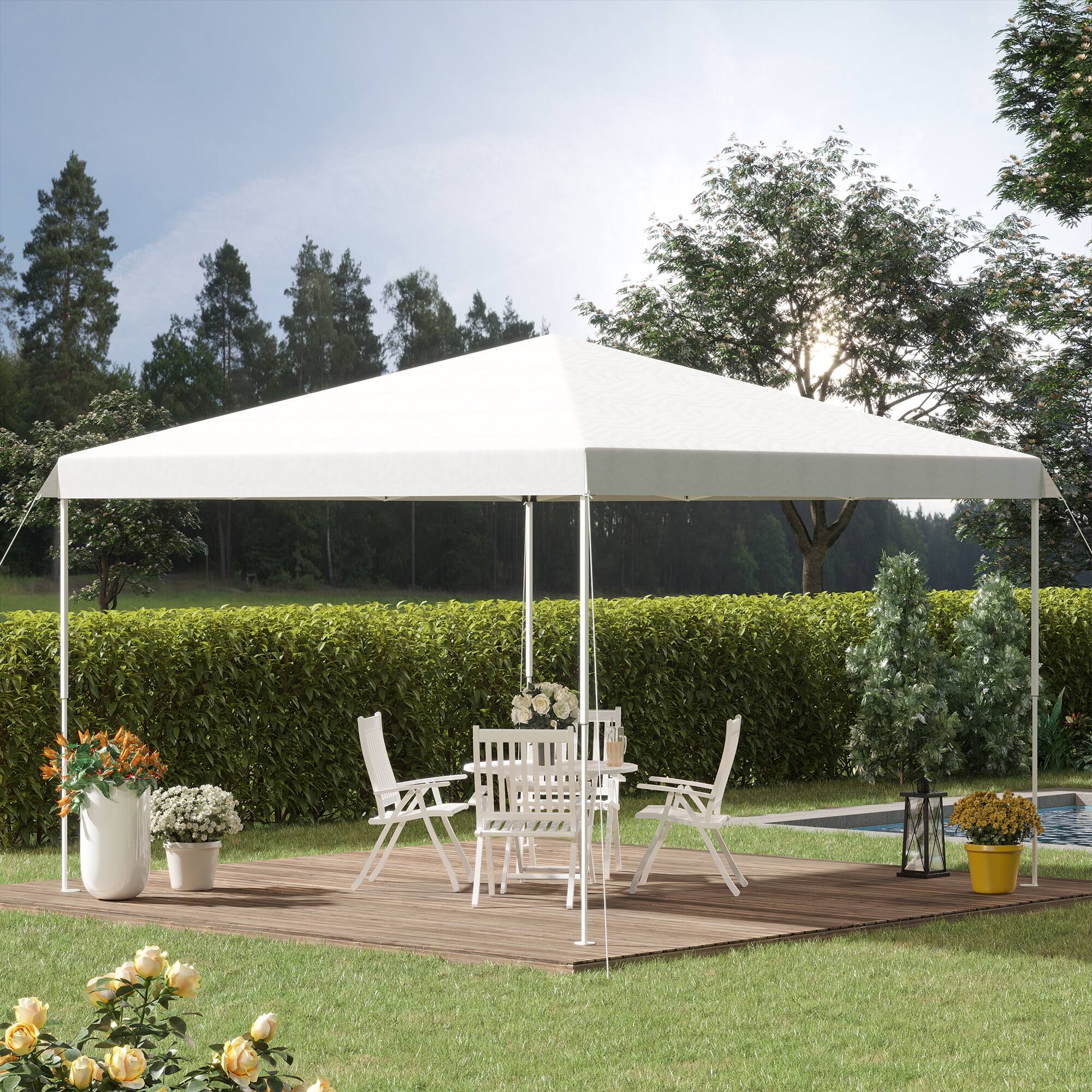 Alt View 1. Outsunny - 13' x 13' Pop Up Canopy Tent, Instant Sun Shelter, Tents for Parties, Height Adjustable for Outdoor, Garden, Patio - White.