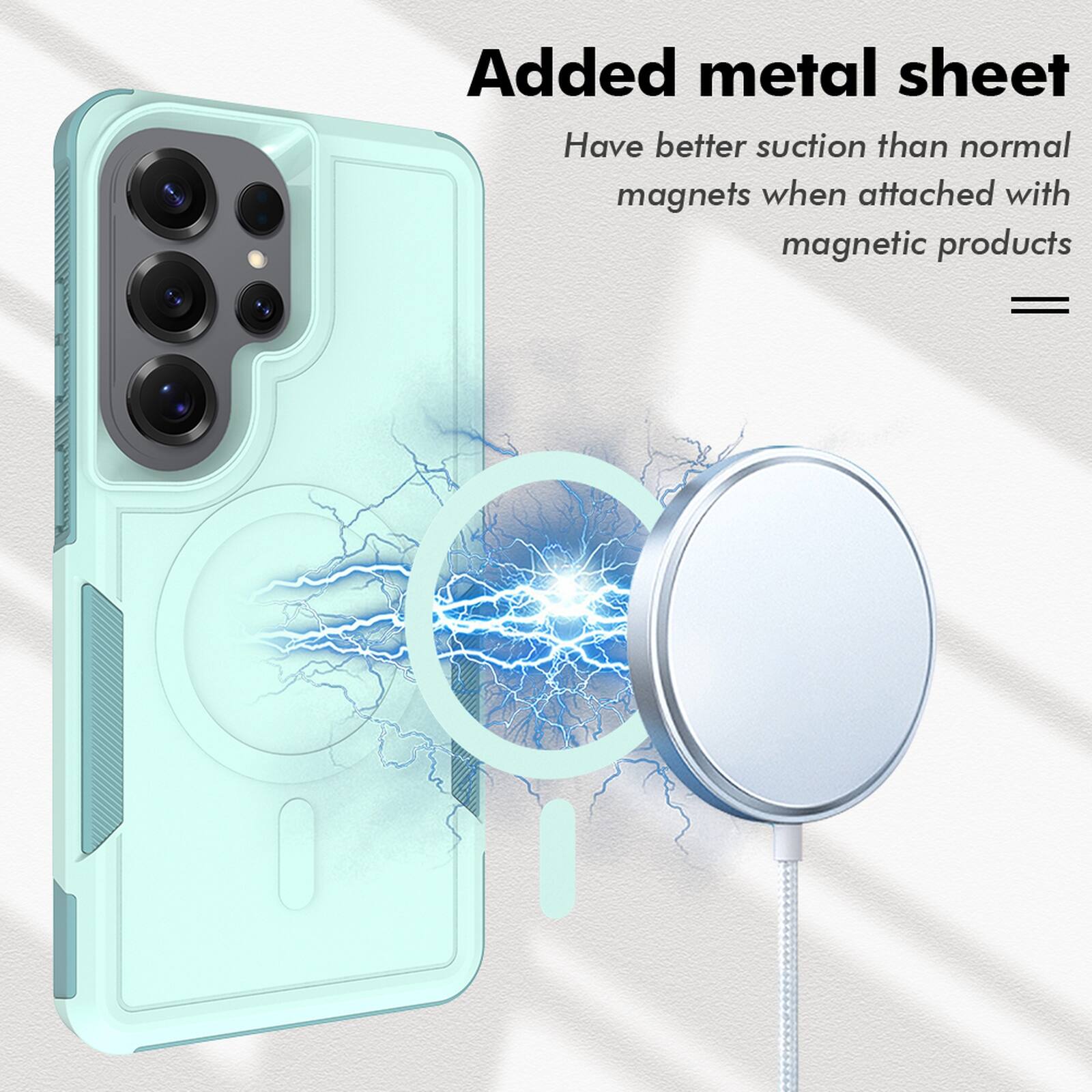 Added metal sheet  
Have better suction than normal magnets when attached with magnetic products
