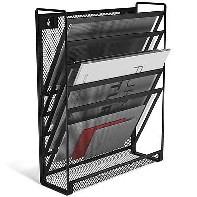 Front. TRU RED - TRU RED™ 5-Pocket Metal Mesh Mountable Wall File, Black (TR57582-CC) - Black.