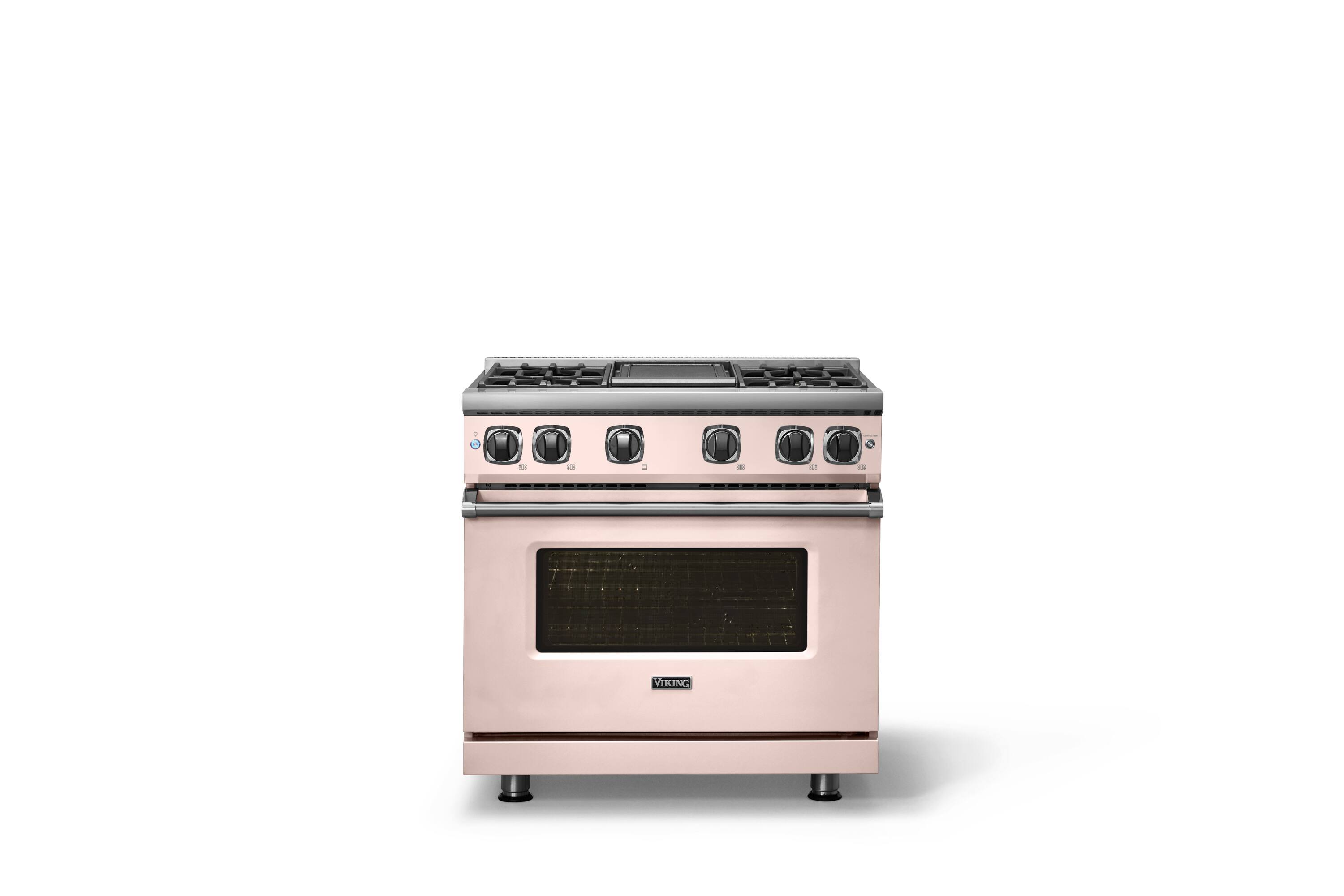 Alt View 2. Viking - Pro 7 Series 5.6 Cu. Ft. Freestanding Sealed 4 Burner LP Gas Convection Range/Griddle - Blush - Blush.