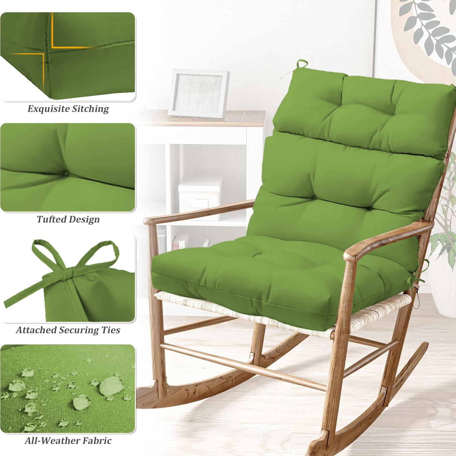 Exquisite Stitching  
Tufted Design  
Attached Securing Ties  
All-Weather Fabric