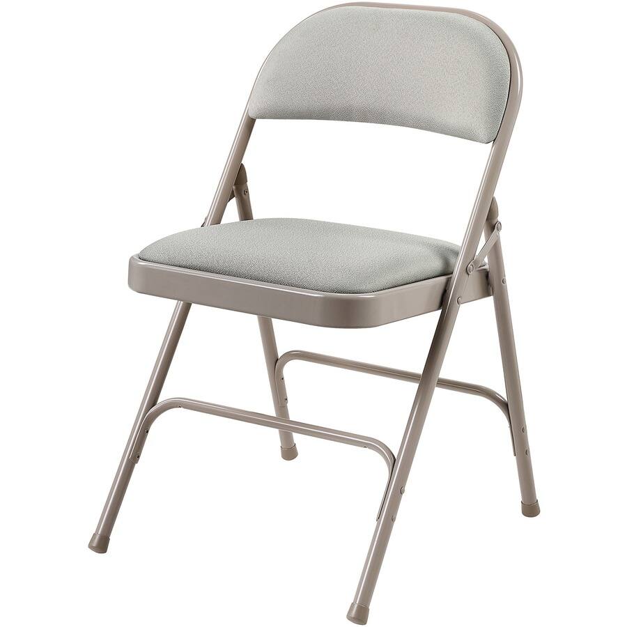 Angle. Lorell - Lorell Padded Folding Chairs Beige Seat Color Fabric Material Back Steel Frame 4 / Carton - Beige.