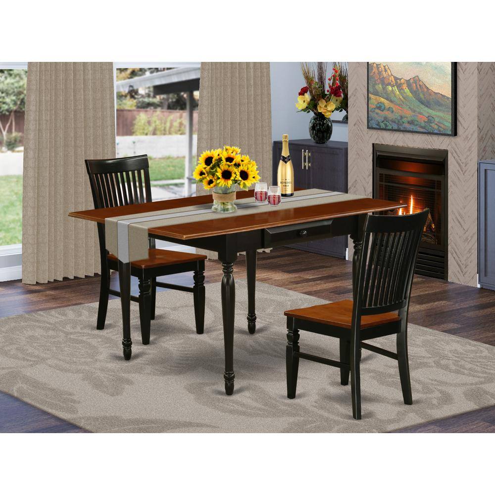 Left. East West Furniture - Dining Room Set Black & Cherry - Brown.