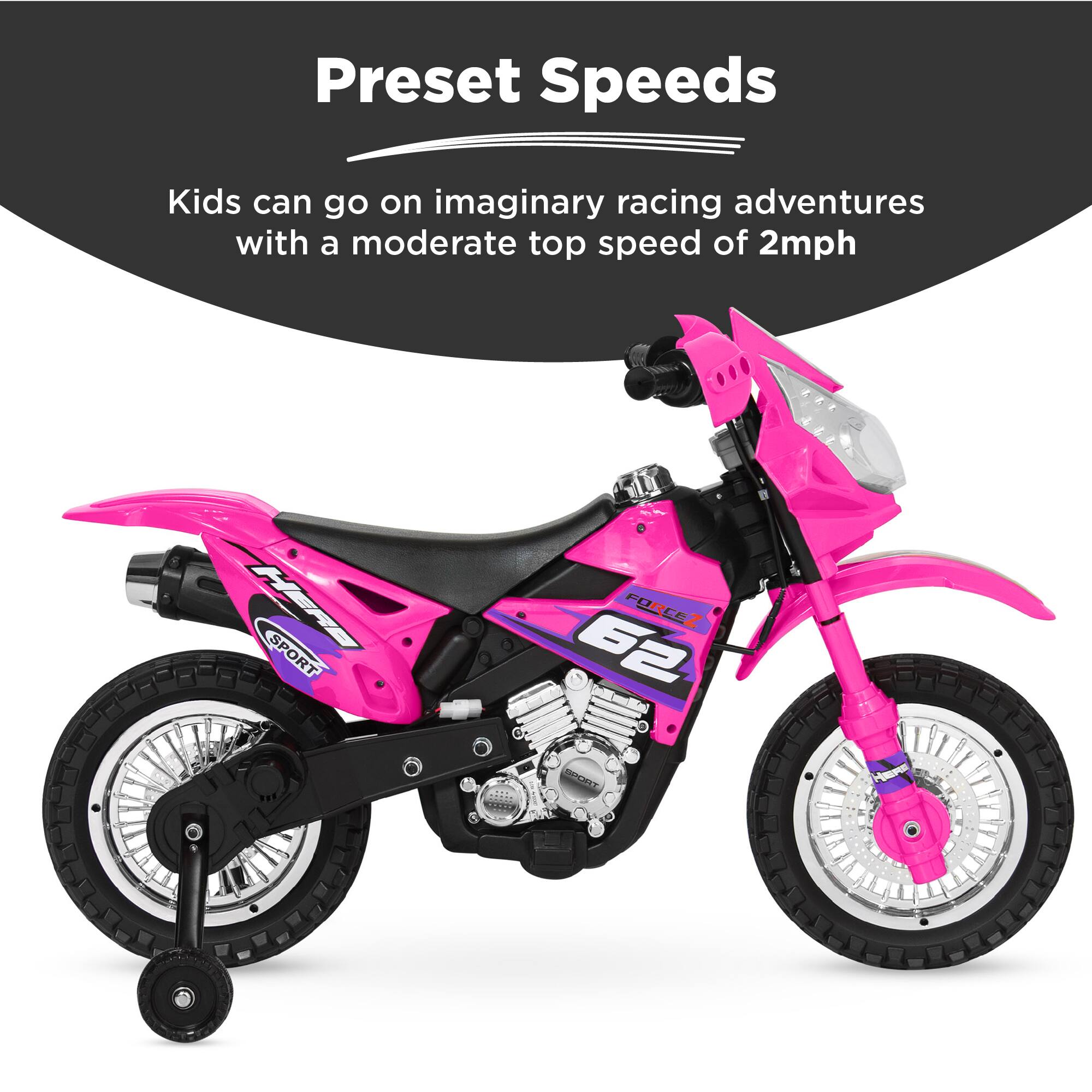 Preset Speeds: Kids can go on imaginary racing adventures with a moderate top speed of 2mph.