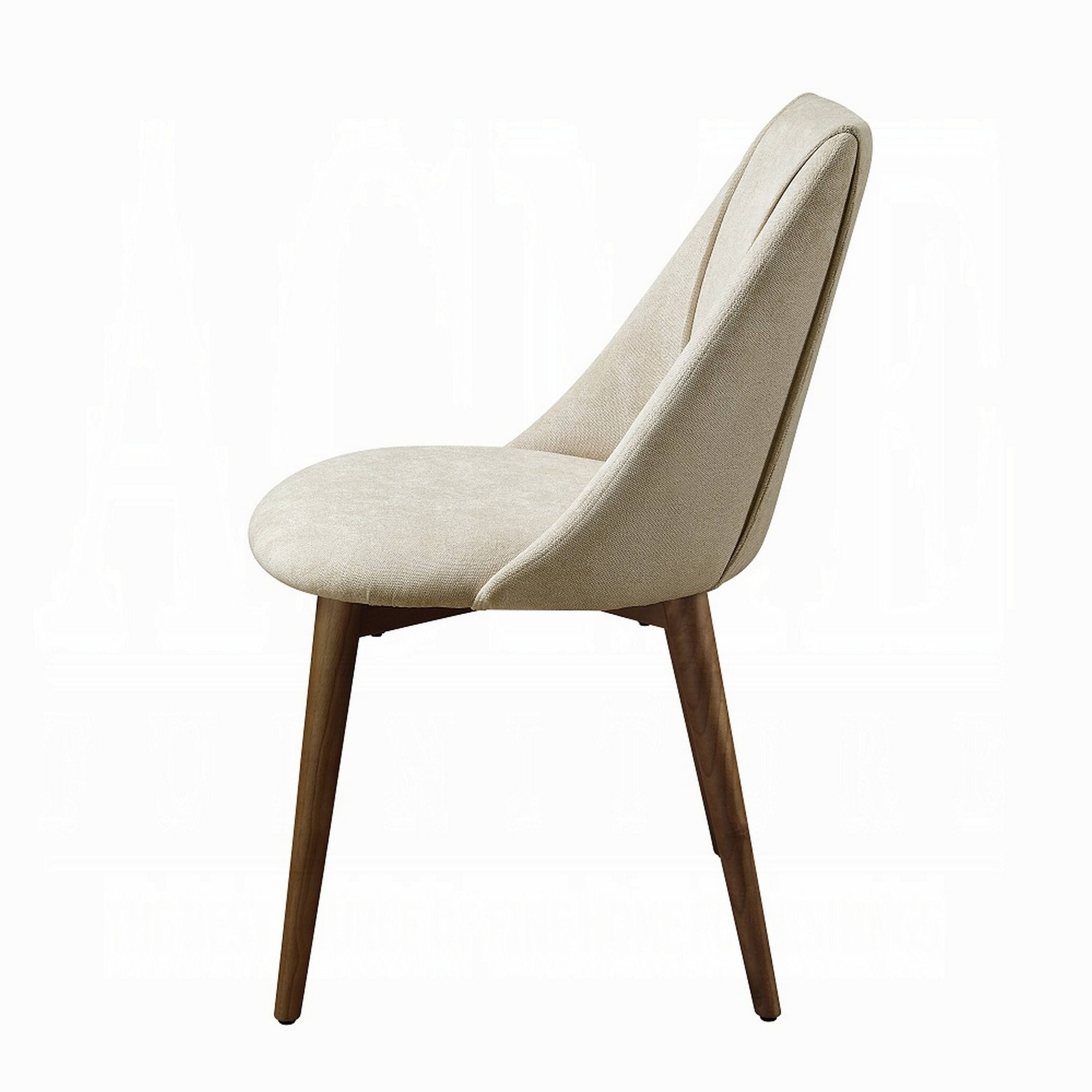 Alt View 2. Manhattan Lane - Iliana Side Dining Chair Set of 2, Beige Fabric, Tapered Brown Legs - Beige, Walnut Brown.