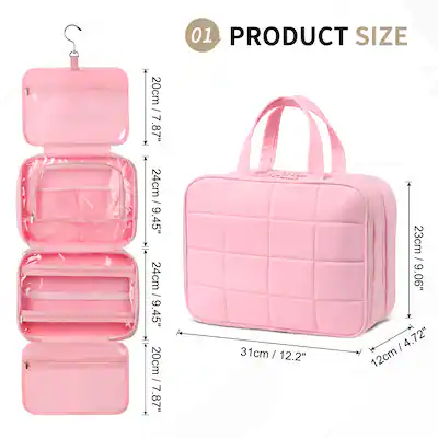 hanging makeup travel bag BOACAY Large Toiletry for Women & Girls, Bag, Shower & Wash Bag The size of the fully Personalized Travel Makeup Bag Organizer,