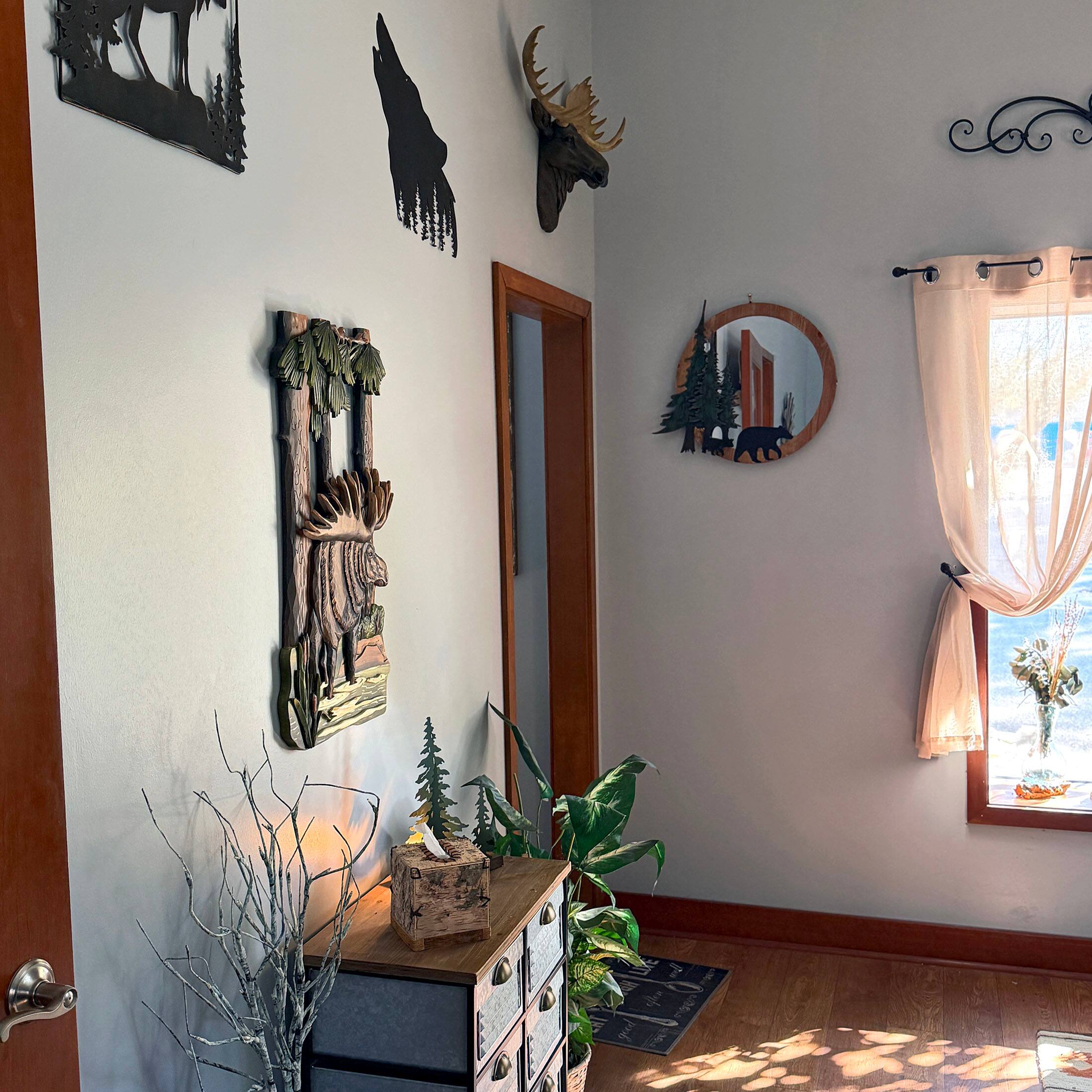 Alt View 5. Zeckos - 31x17 Intarsia Wood Moose Wall Sculpture Rustic Cabin Lodge Wildlife Decor - Brown.