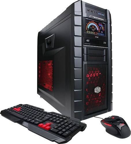 Front Standard. CyberPowerPC - Gamer Aqua Desktop - 16GB Memory - 2TB Hard Drive + 60GB Solid State Drive.
