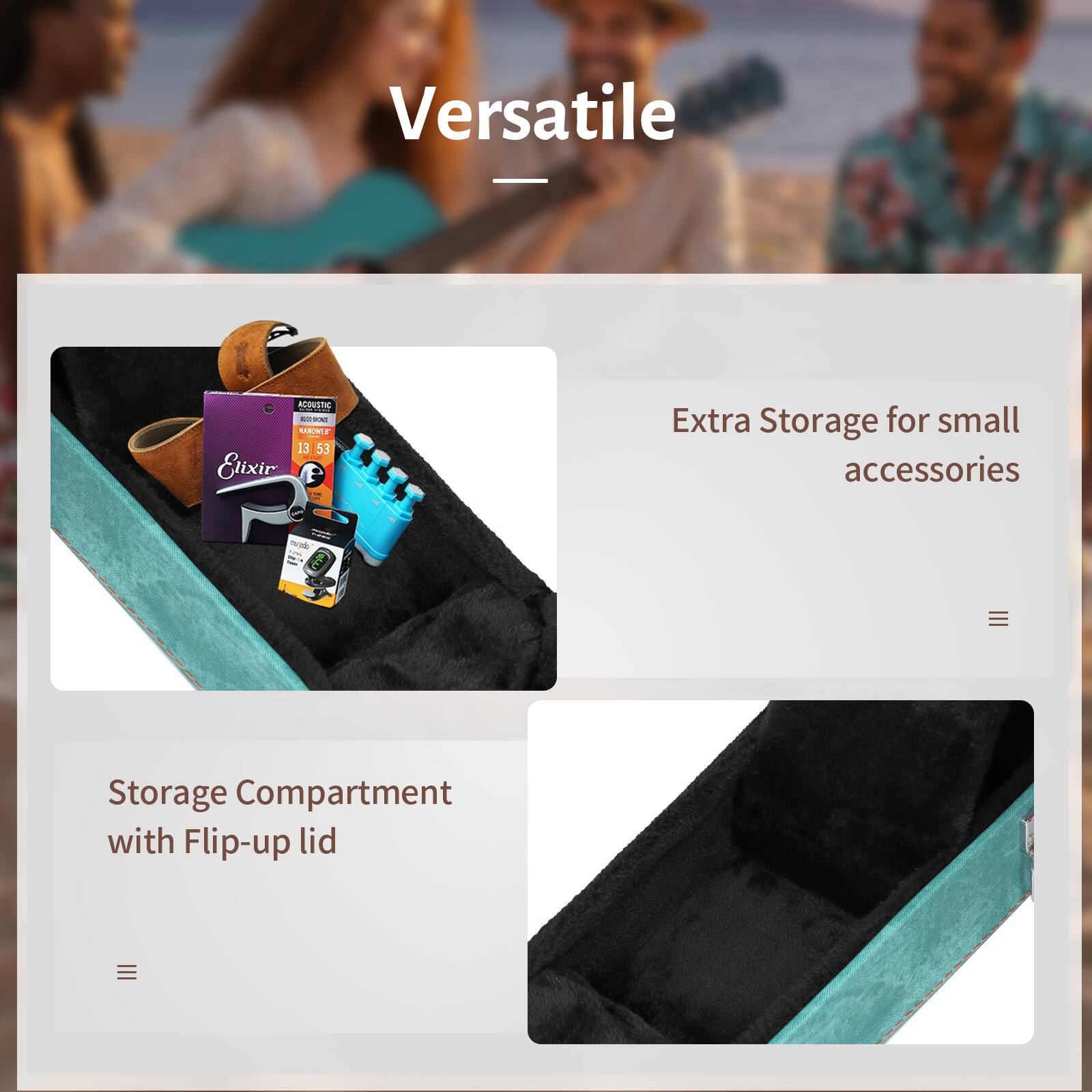 Versatile

Extra Storage for small accessories

Storage Compartment with Flip-up lid