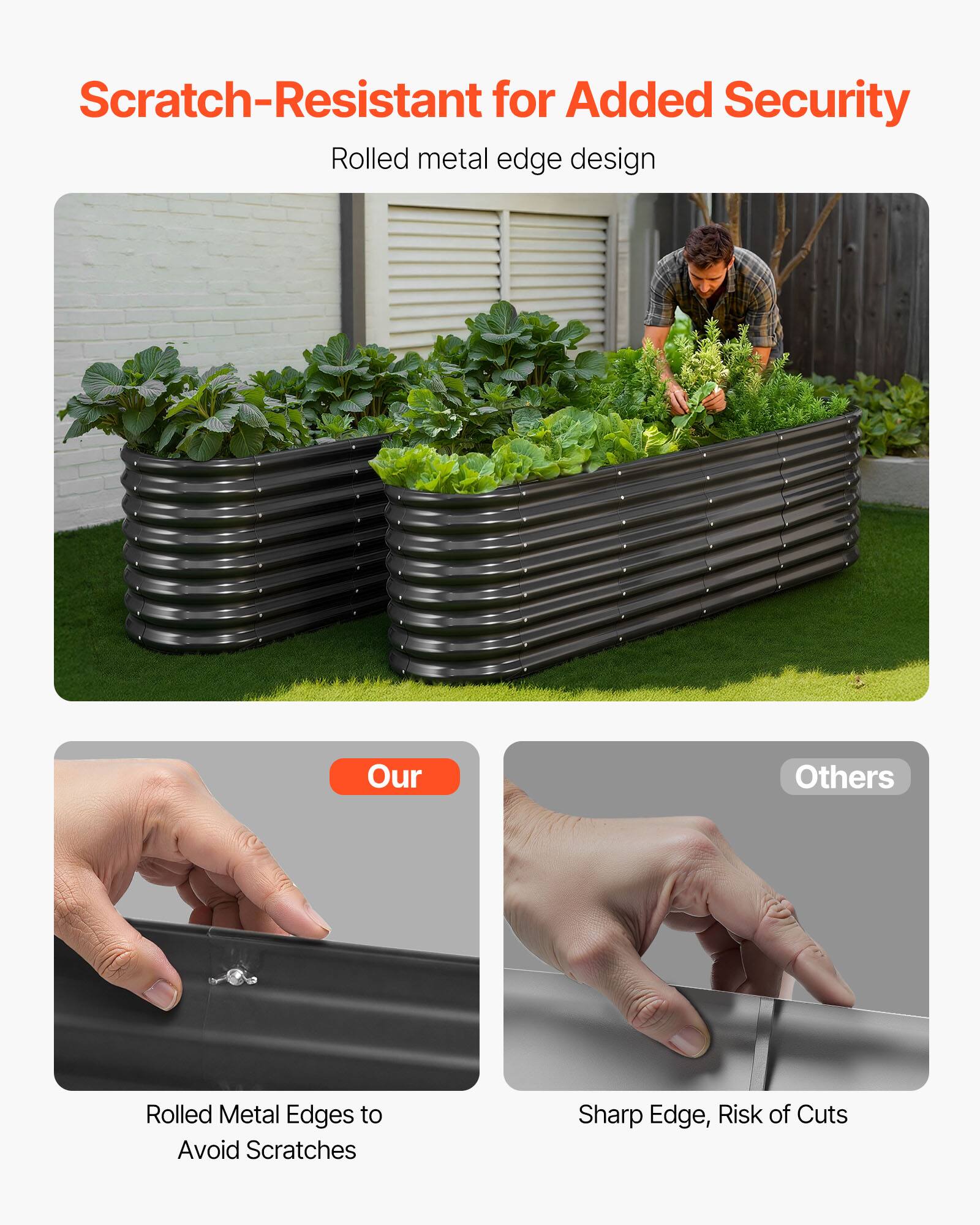 Scratch-Resistant for Added Security  
Rolled metal edge design  

Our  
Rolled Metal Edges to Avoid Scratches  

Others  
Sharp Edge, Risk of Cuts