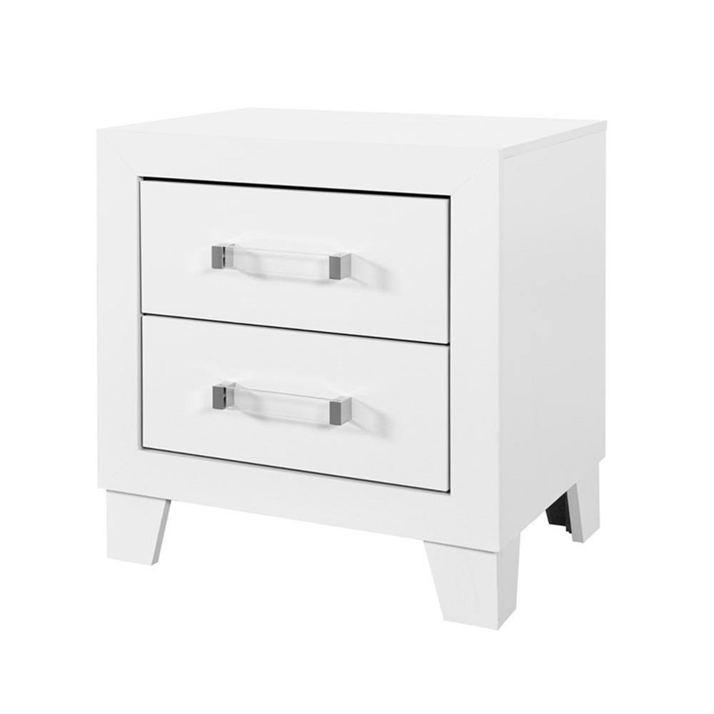 Alt View 1. Global Furniture USA - Luccia White Wood 2-Drawer Nightstand - White.