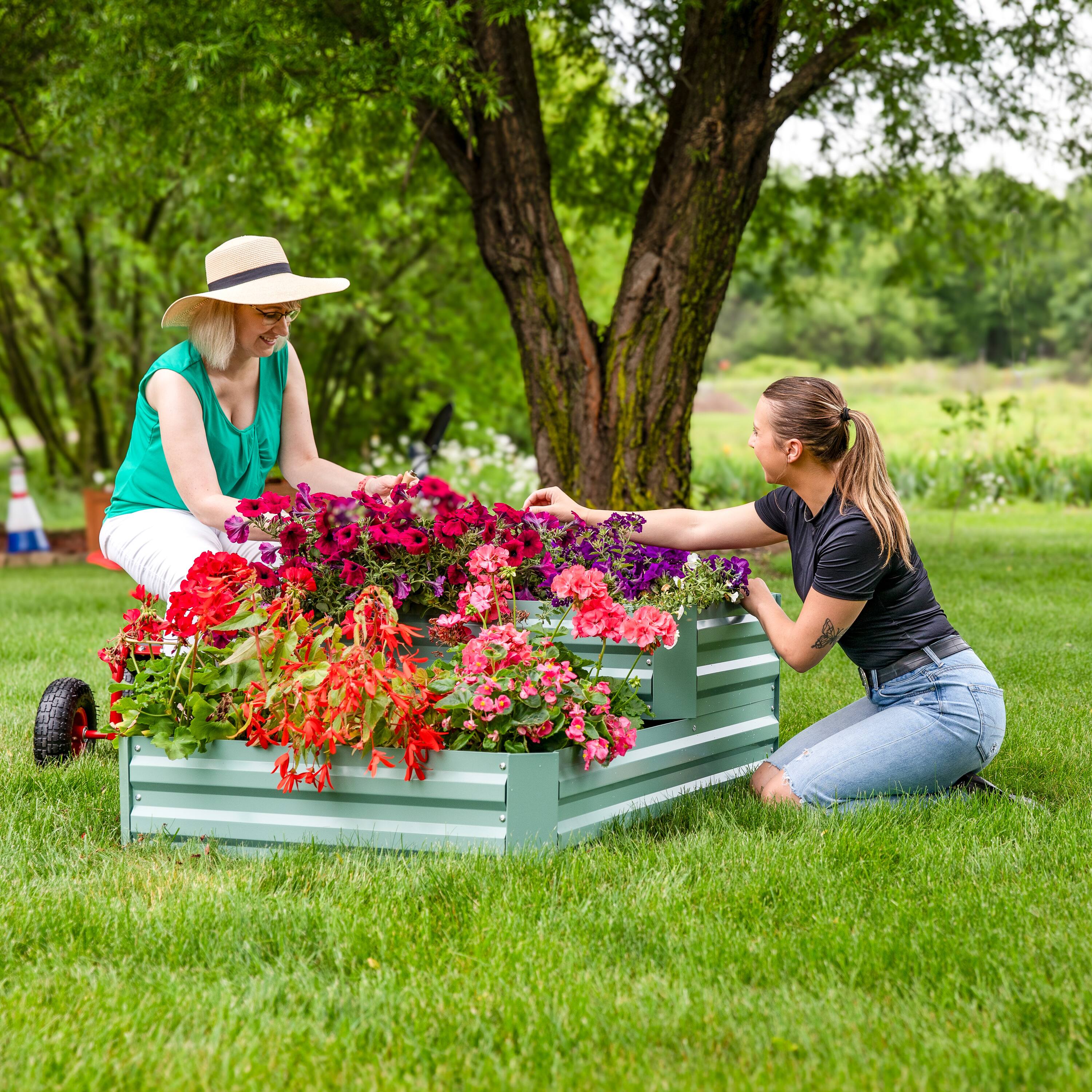 Alt View 5. Sunnydaze - 2-Tier Galvanized Steel Raised Garden Bed - 17.75 in H - Green.