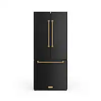 Gordon Ramsay Series by Thor Kitchen 17.5 Cu. Ft. Counter Depth Refrigerator with Bronze Hardware - Black - Front_Zoom