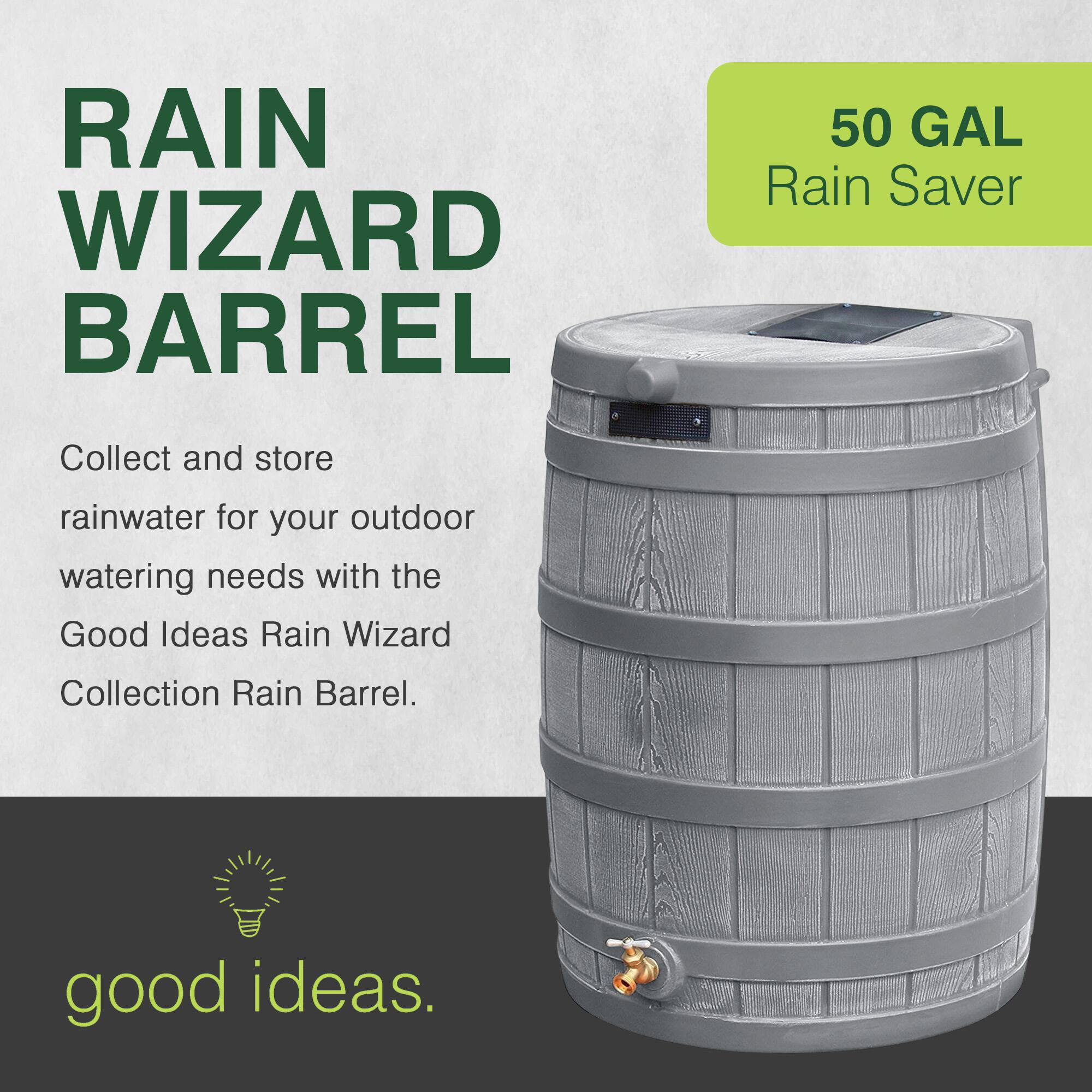 RAIN WIZARD BARREL 50 GAL

Rain Saver

Collect and store rainwater for your outdoor watering needs with the Good Ideas Rain Wizard Collection Rain Barrel.

good ideas.
